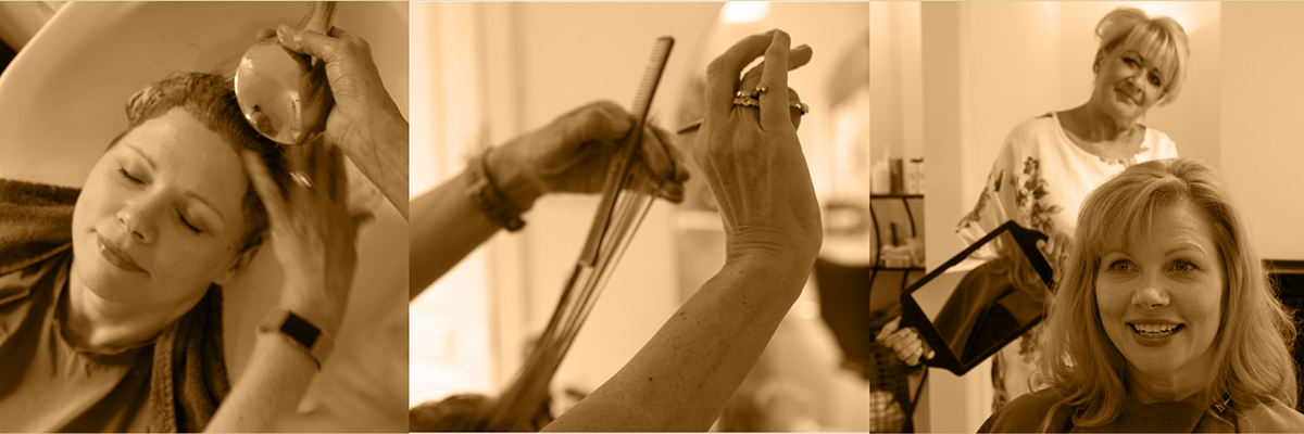 Washing, cutting hair then showing a happy client their hair cut.